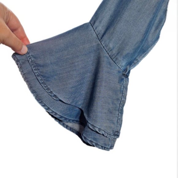 White House Black Market 3/4 Bell-Sleeve V-Neck Blouse Top Size 8 Medium - Picture 4 of 9